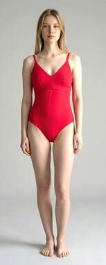 SPANX One Piece Swimsuit L Raspberry Pink Shaping Adjustable Straps Gold Trim